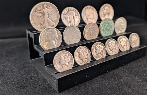 Tiered coin collection display - coin,