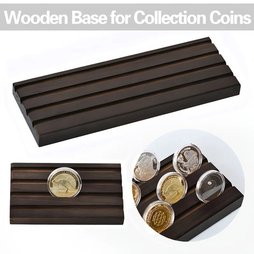 Wooden coin display - wooden, stand